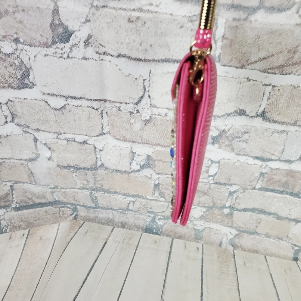 Rhinestone Embellished Crossbody Bag Pink Reptile Envelope Style Barbiecore - Picture 12 of 16